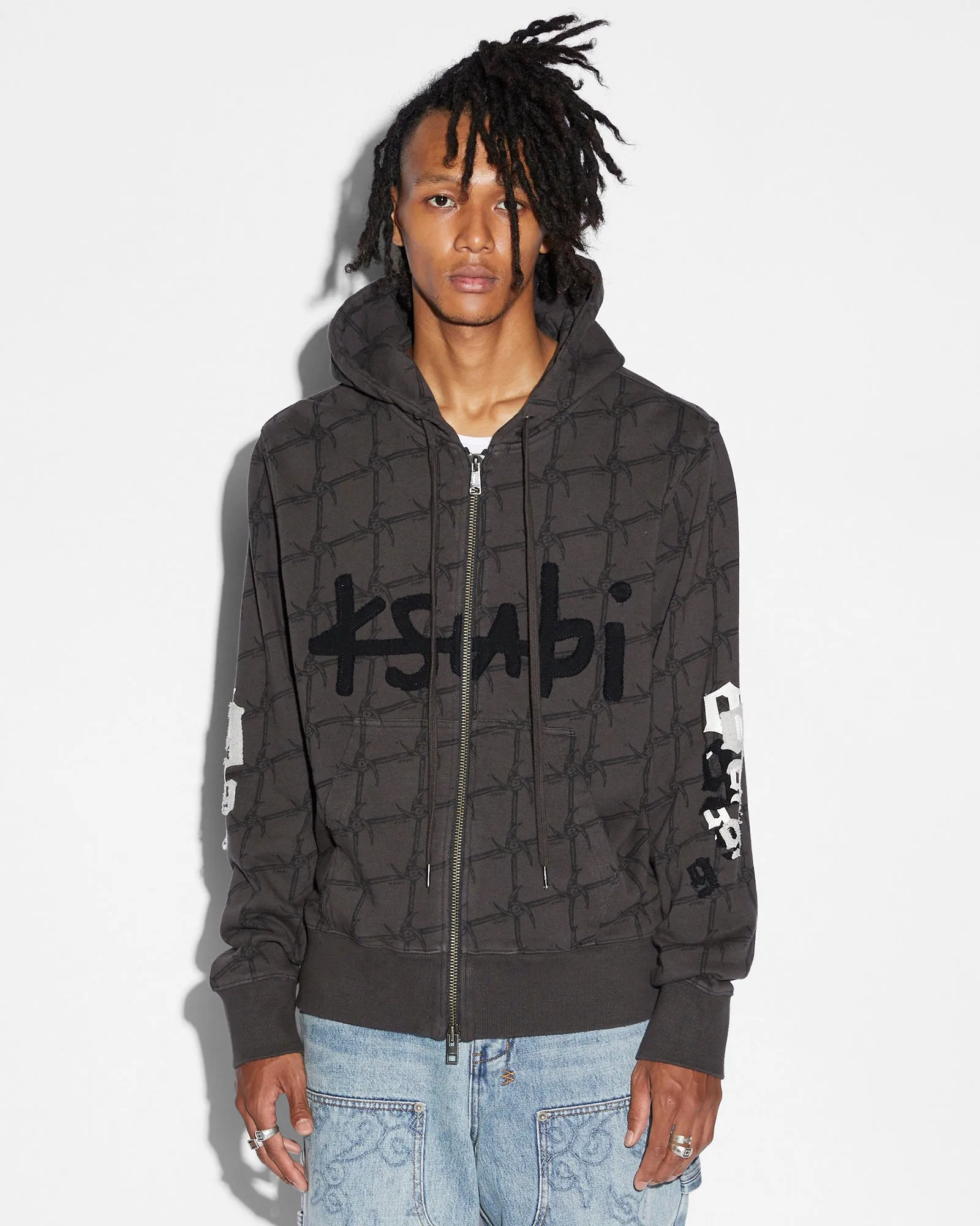 999 ZIP THRU KASH HOODIE FADED BLACK