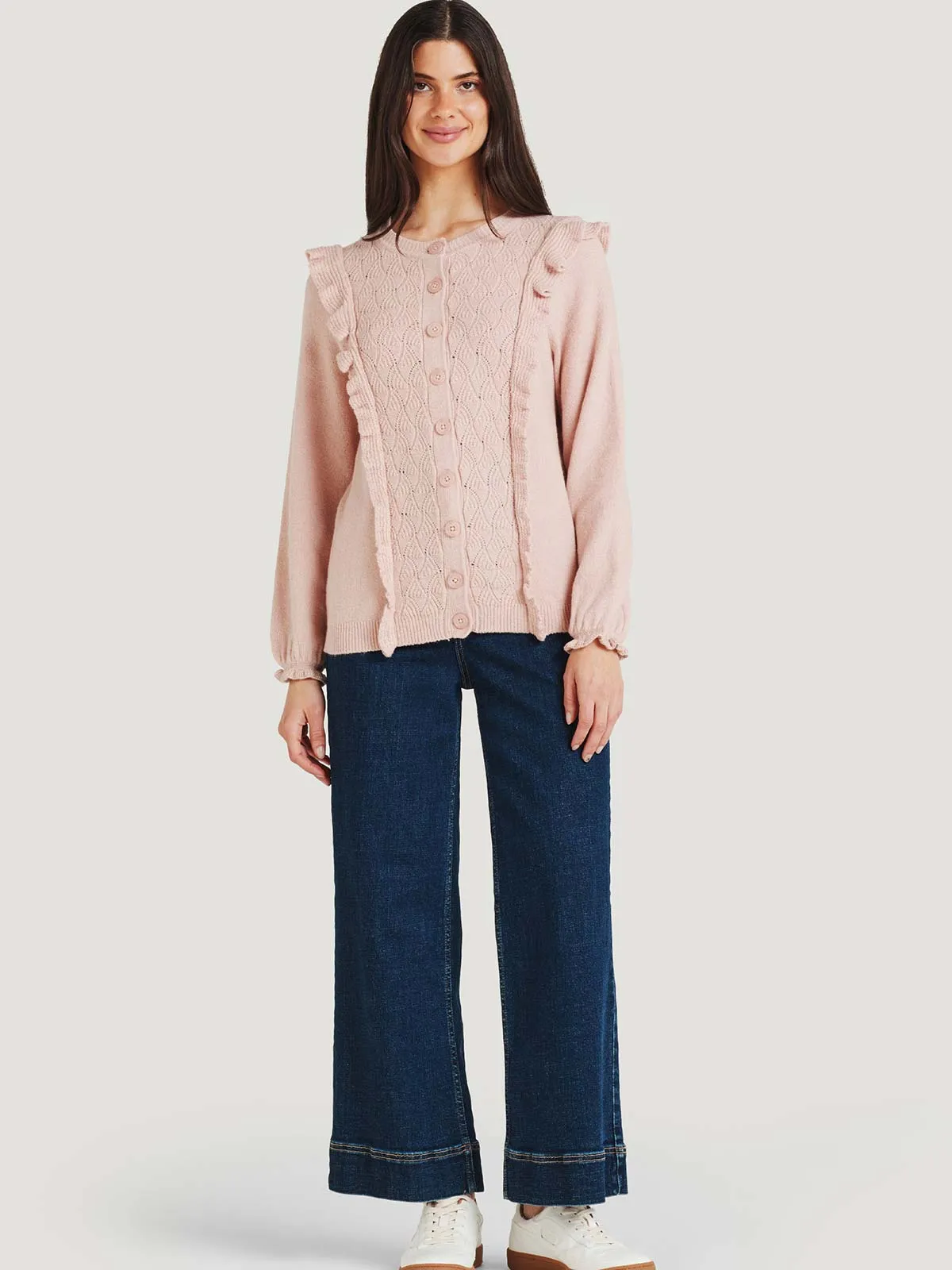 Aguilar Organic Cotton Fluffy Cardigan - Faded Rose Pink