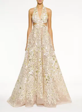 Atom Embroidered Crossover Gown