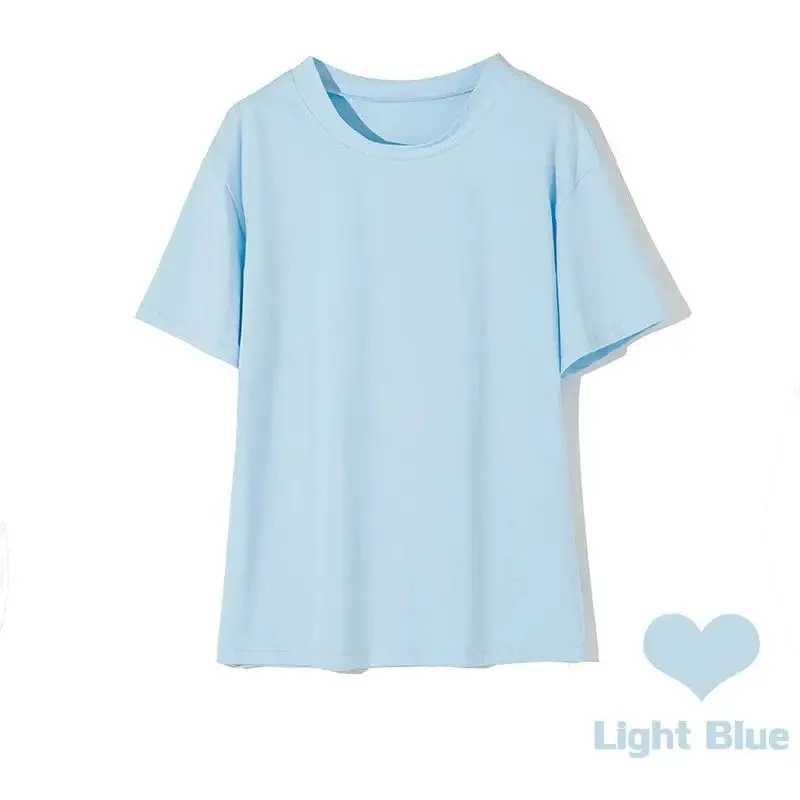 Basic Solid Cotton T-shirt Women