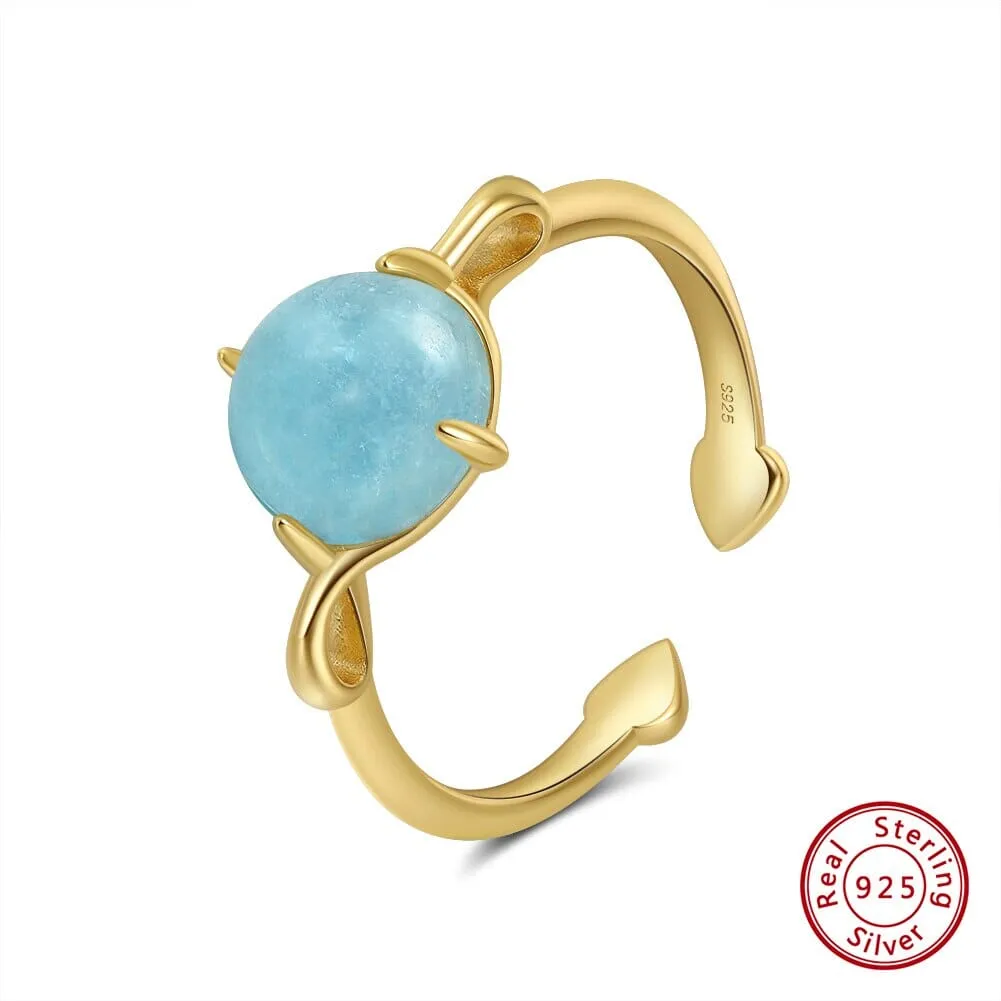 Beautiful Elegant Adjustable Natural Aquamarine Ring