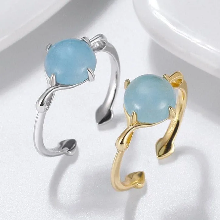 Beautiful Elegant Adjustable Natural Aquamarine Ring