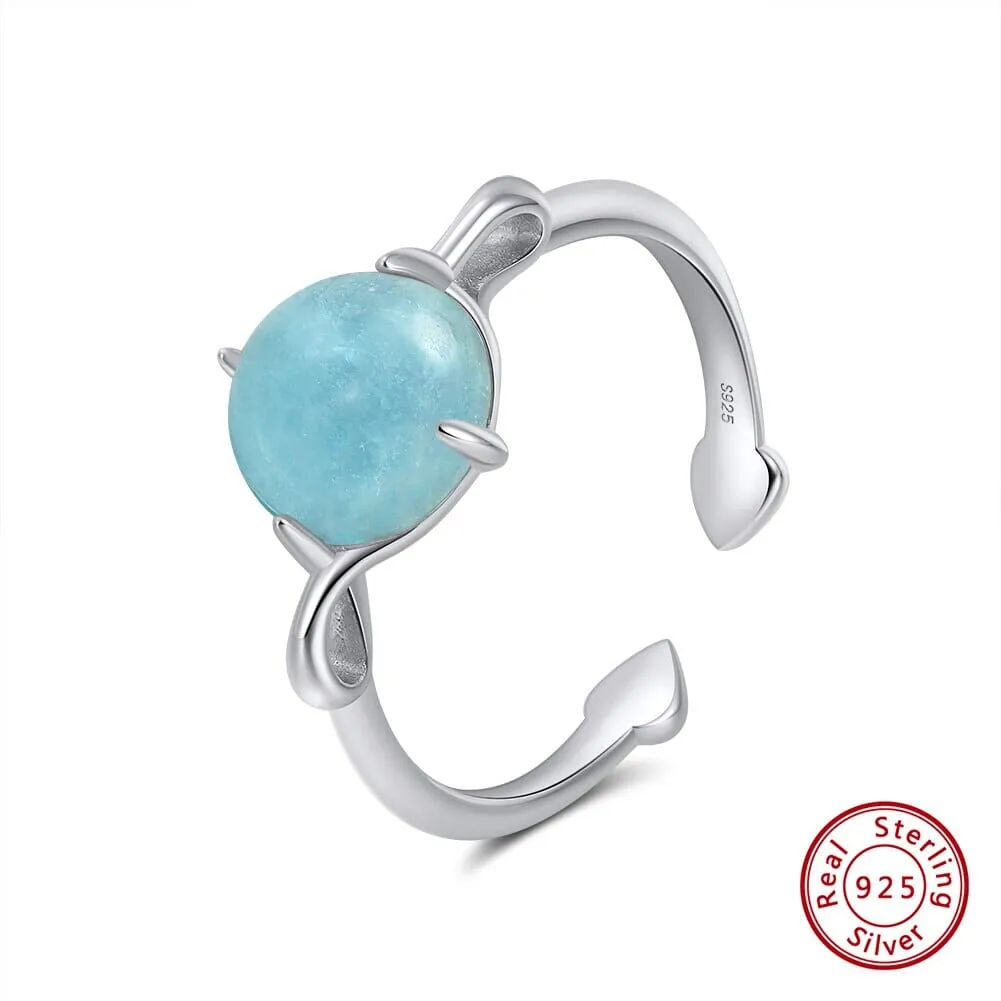 Beautiful Elegant Adjustable Natural Aquamarine Ring