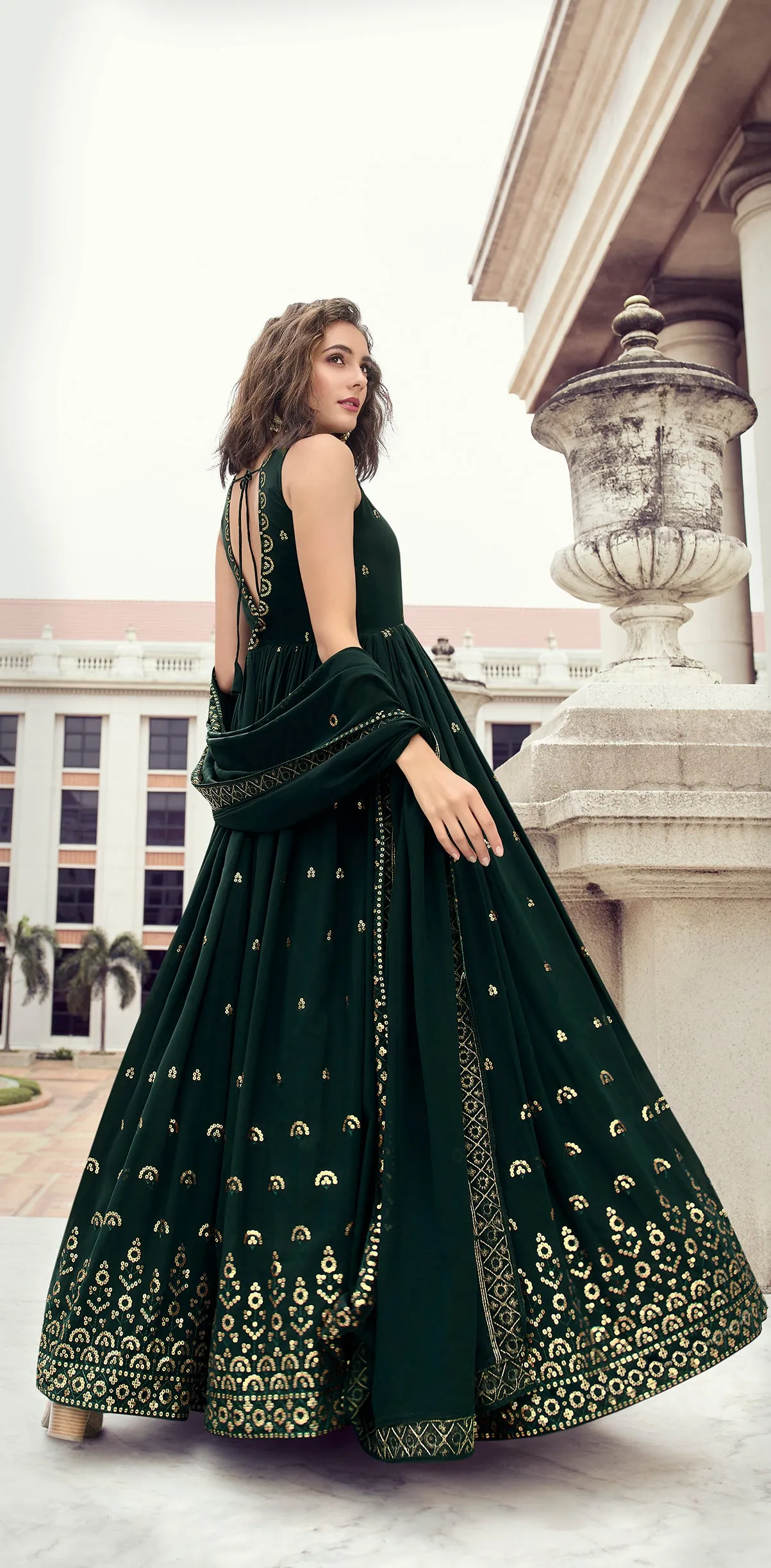 Beautifully designed elegant heavy Anarkali Set - Rent