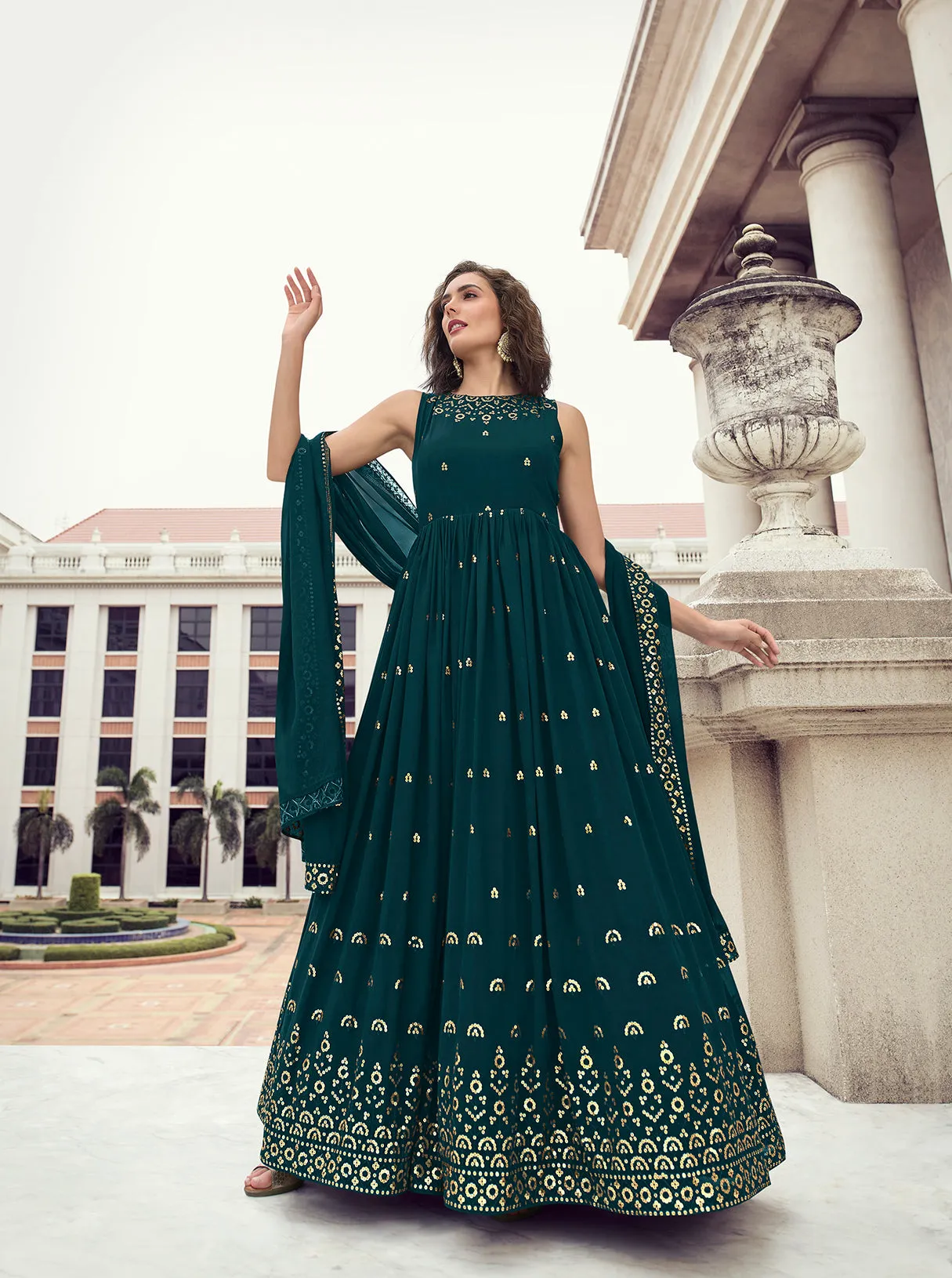 Beautifully designed elegant heavy Anarkali Set - Rent