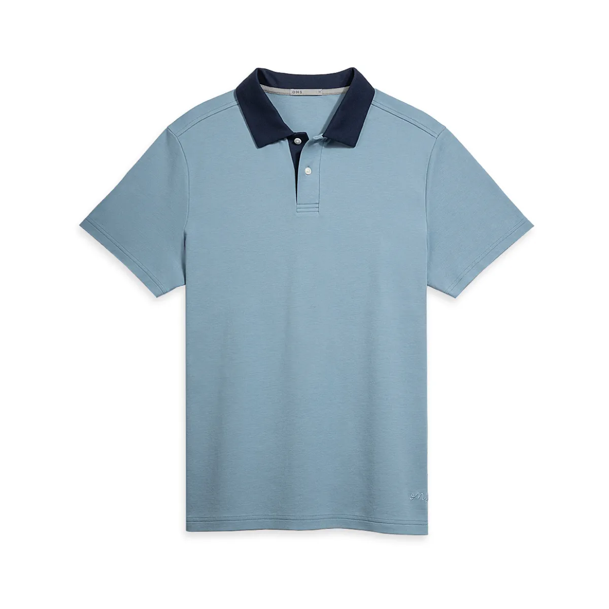 Bennett Contrast Collar Polo Faded Denim