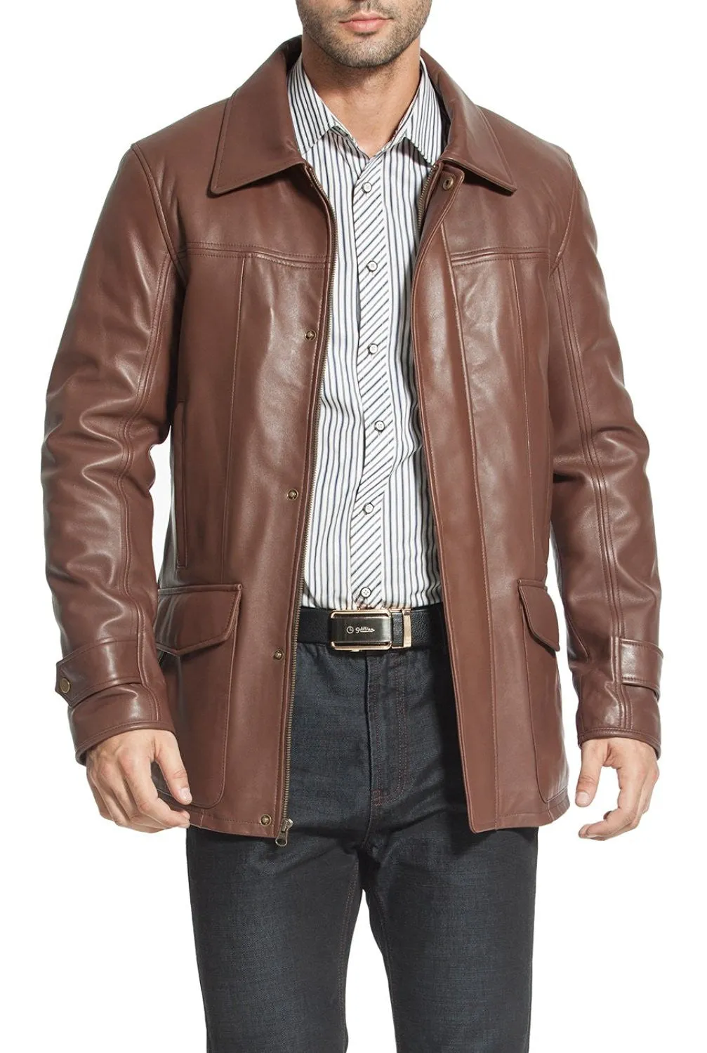 BGSD Men Hunter Lambskin Leather Coat