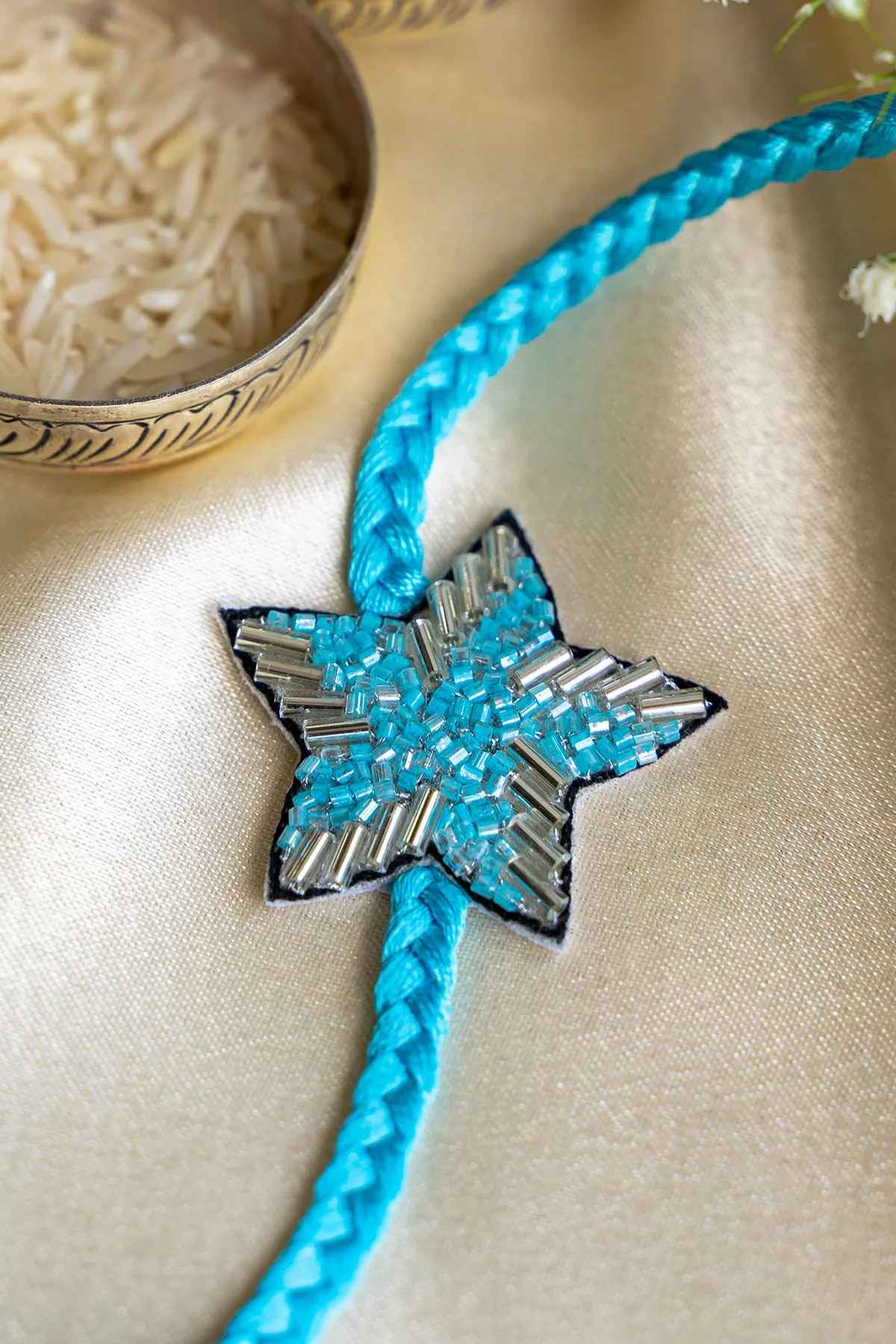 Blue Star Embroidered Rakhi