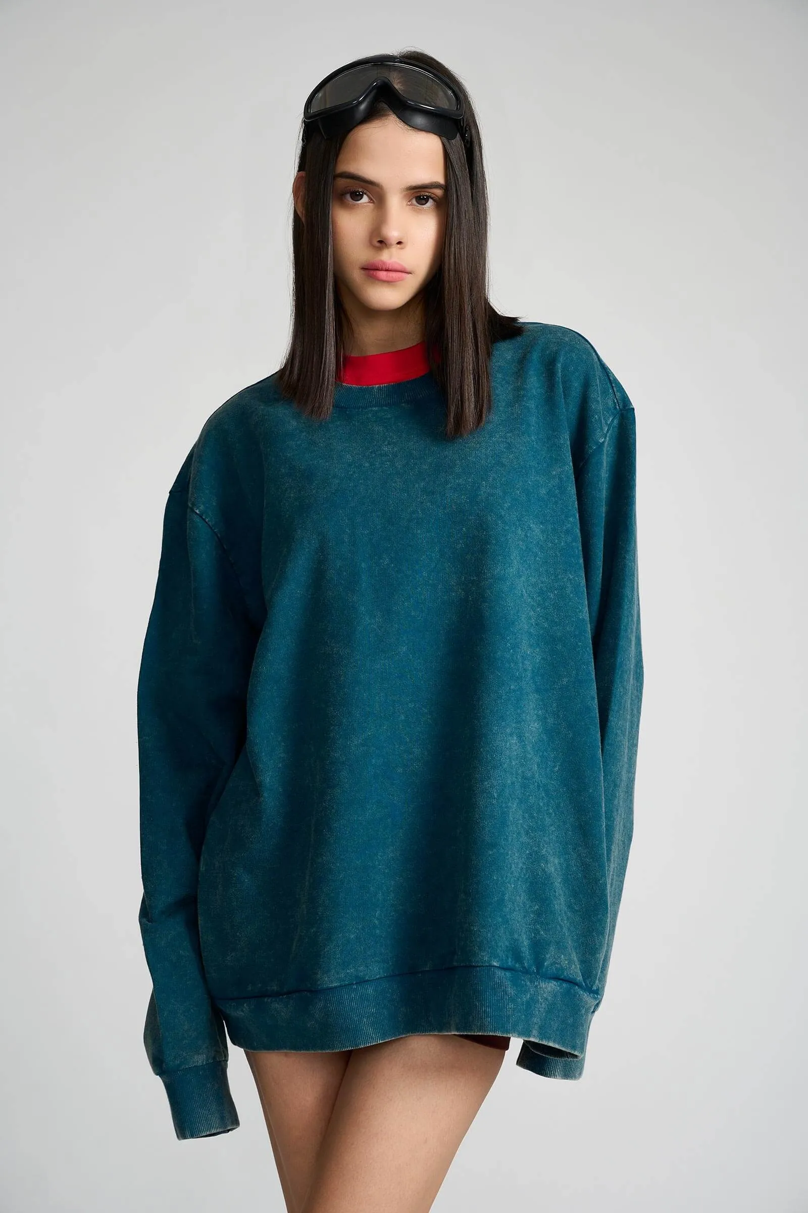 Bottle Green Faded Effect Sweatshirt