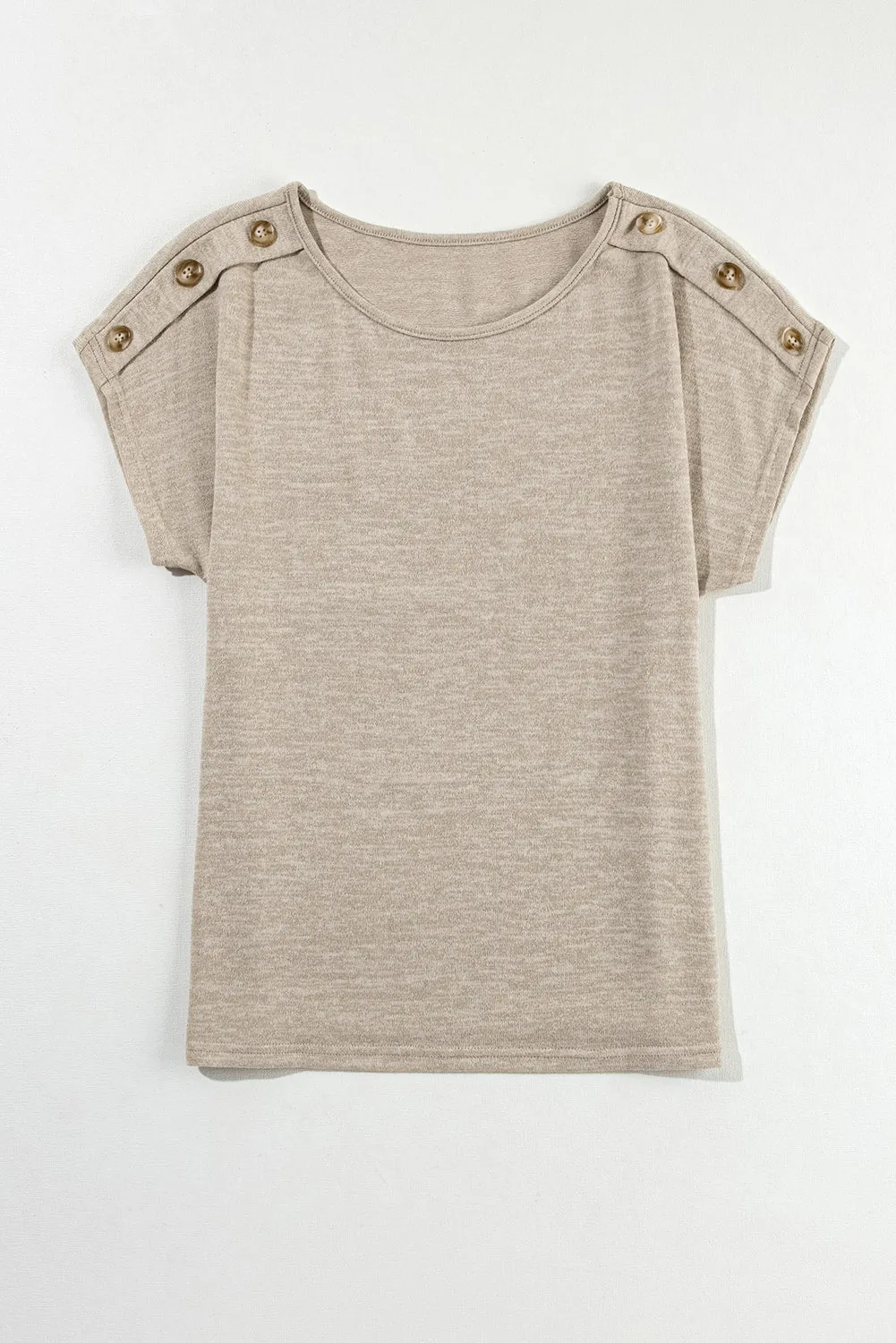 Button Detail Batwing Sleeve Casual Tee