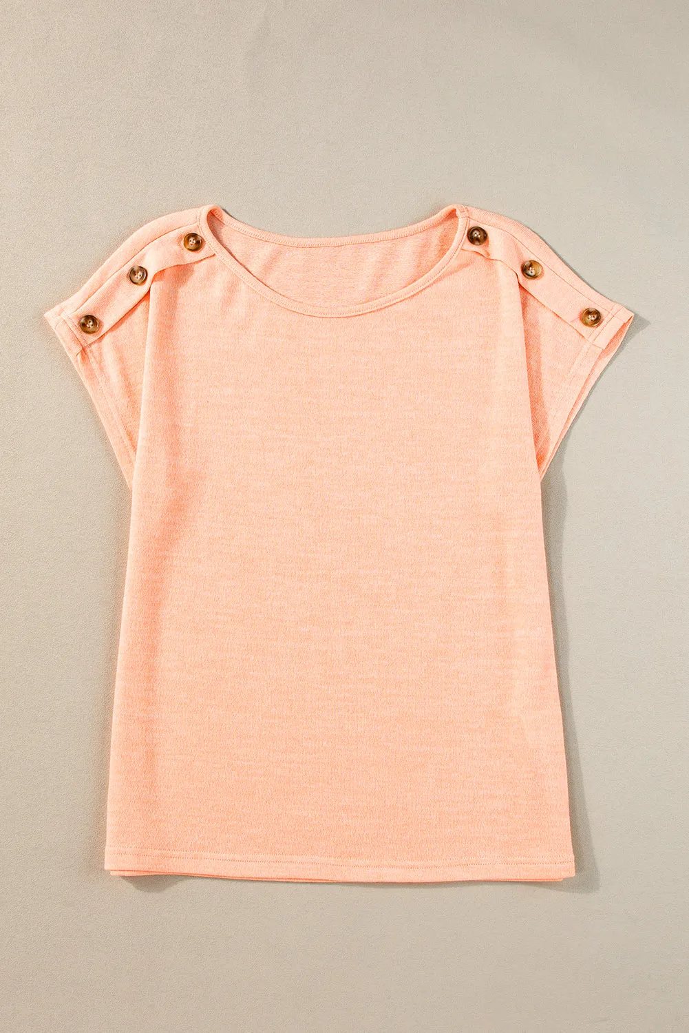 Button Detail Batwing Sleeve Casual Tee