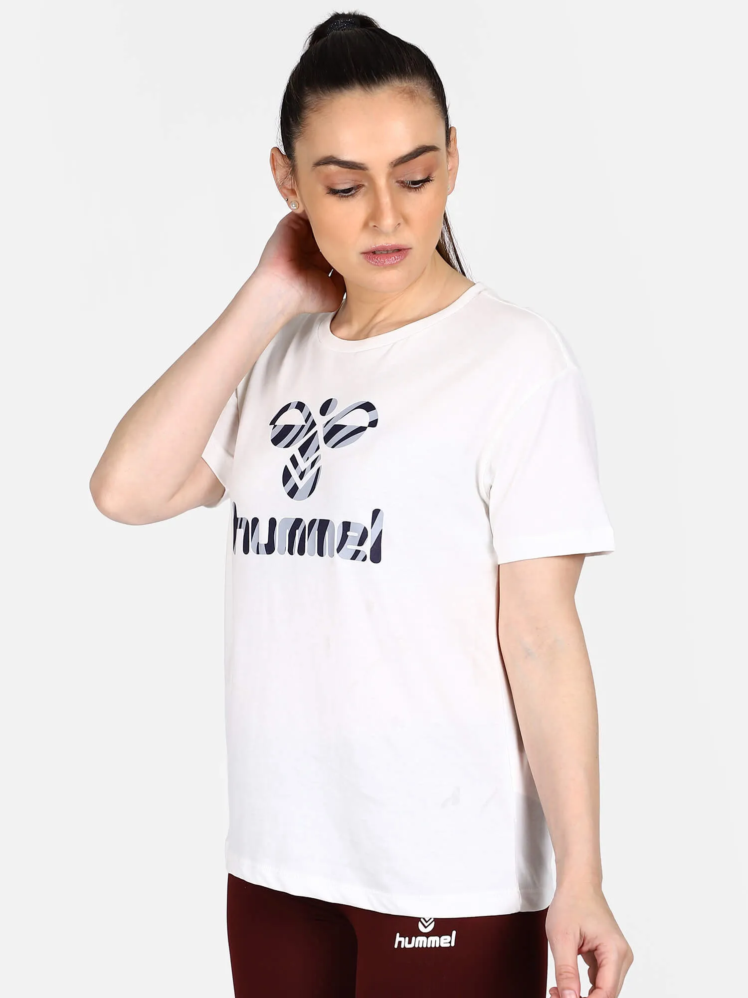 Caladria Women Cotton White T-Shirt