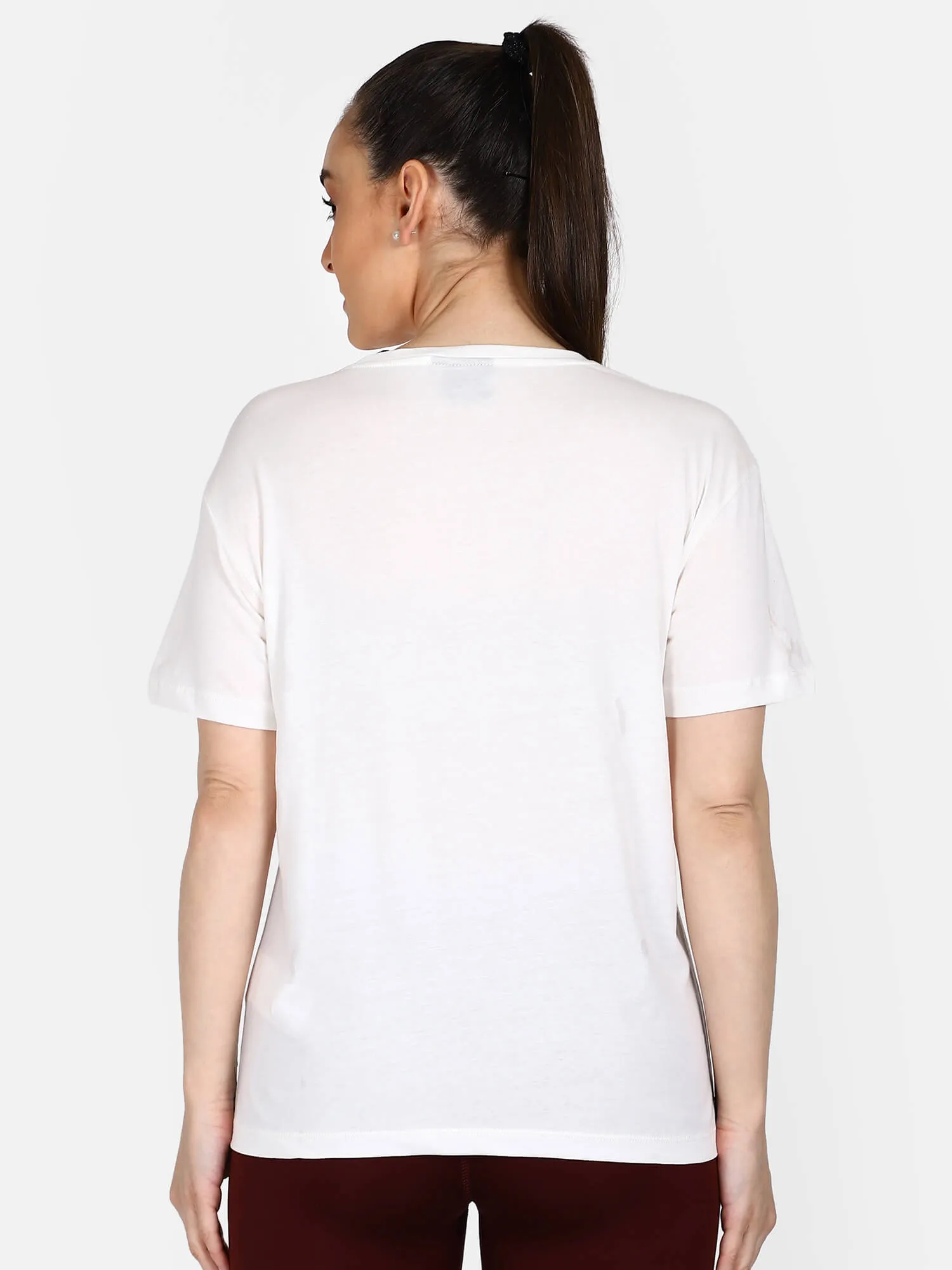 Caladria Women Cotton White T-Shirt