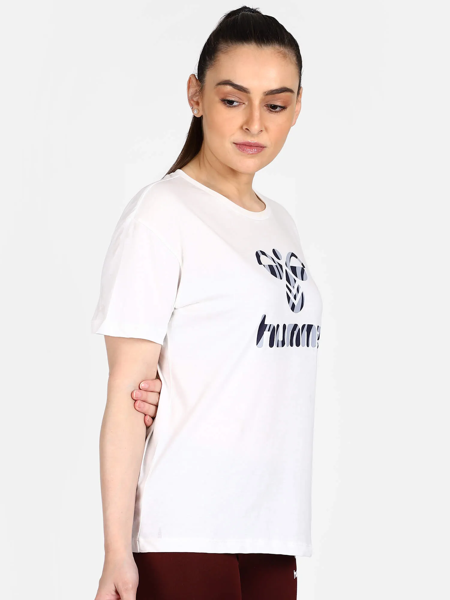 Caladria Women Cotton White T-Shirt