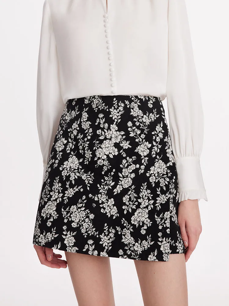 Camellia Jacquard A-Line Women Mini Skort