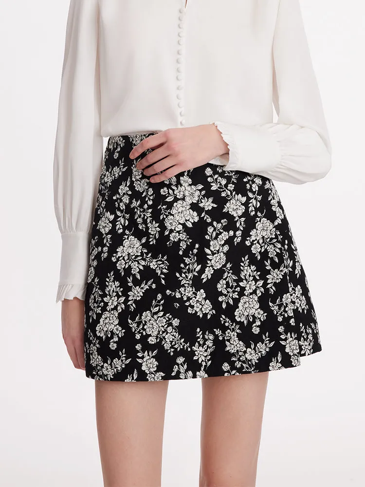 Camellia Jacquard A-Line Women Mini Skort