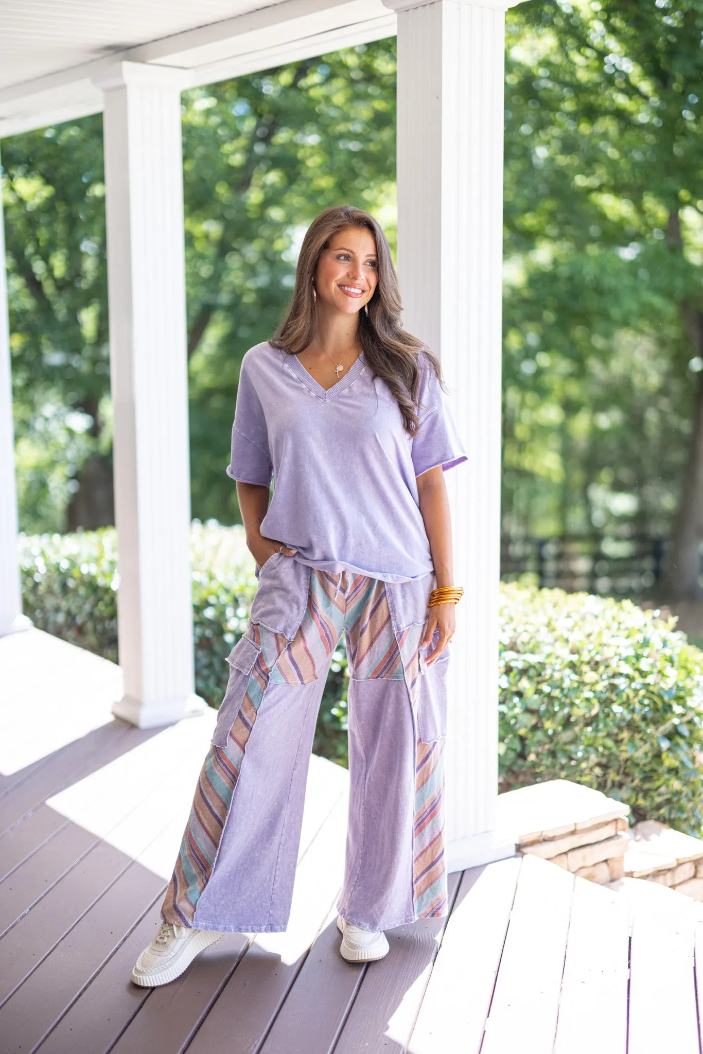 Casual Charm Washed Lavender Pants