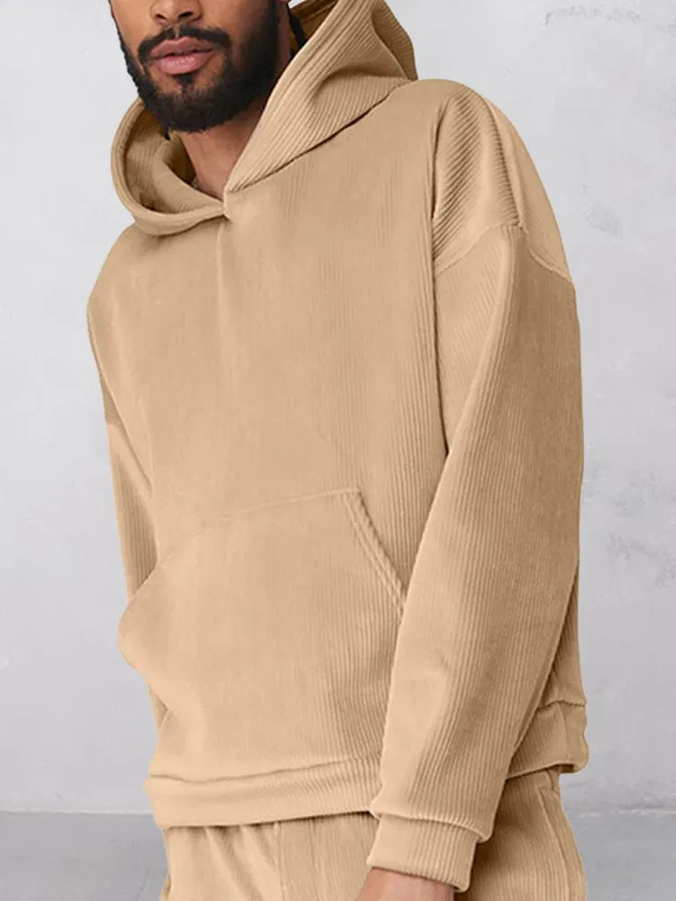 Casual Corduroy 2-Piece Hoodie Set