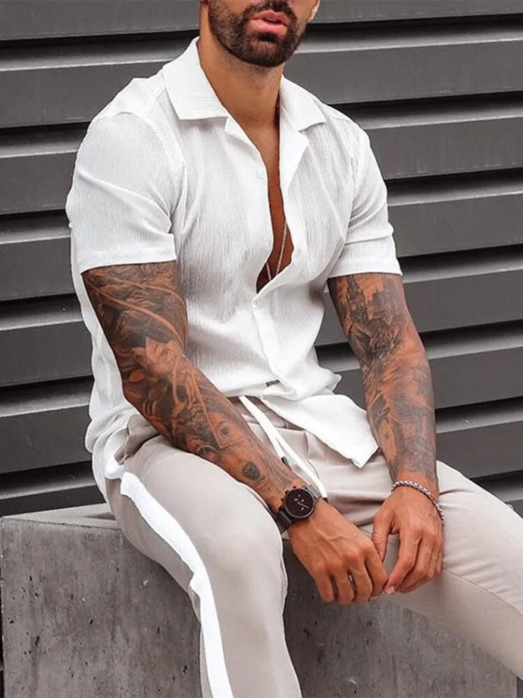 Casual Cotton and Linen Button Shirt