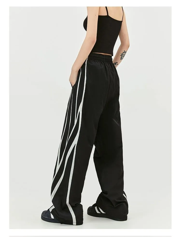 Casual Drawstring Striped Track Pants