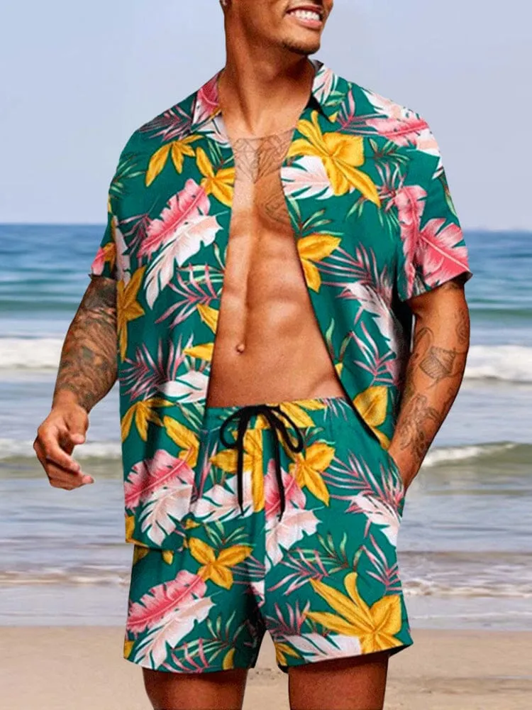 Casual Hawaiian Printed Beach Set