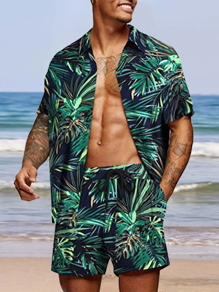 Casual Hawaiian Printed Beach Set