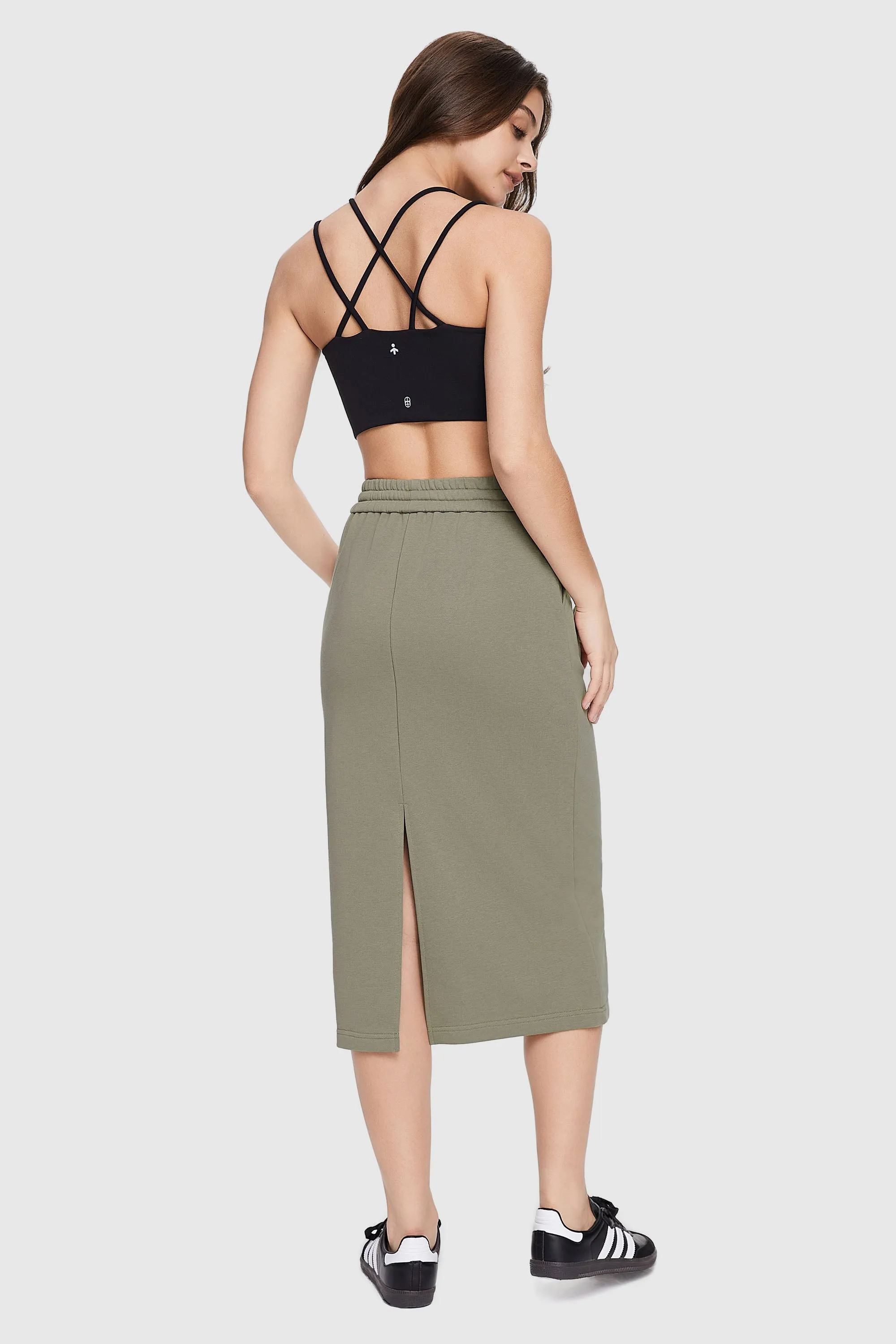 Casual High Waisted Midi Skirt