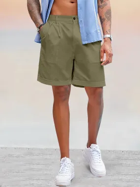 Casual Linen Style Shorts with Pockets