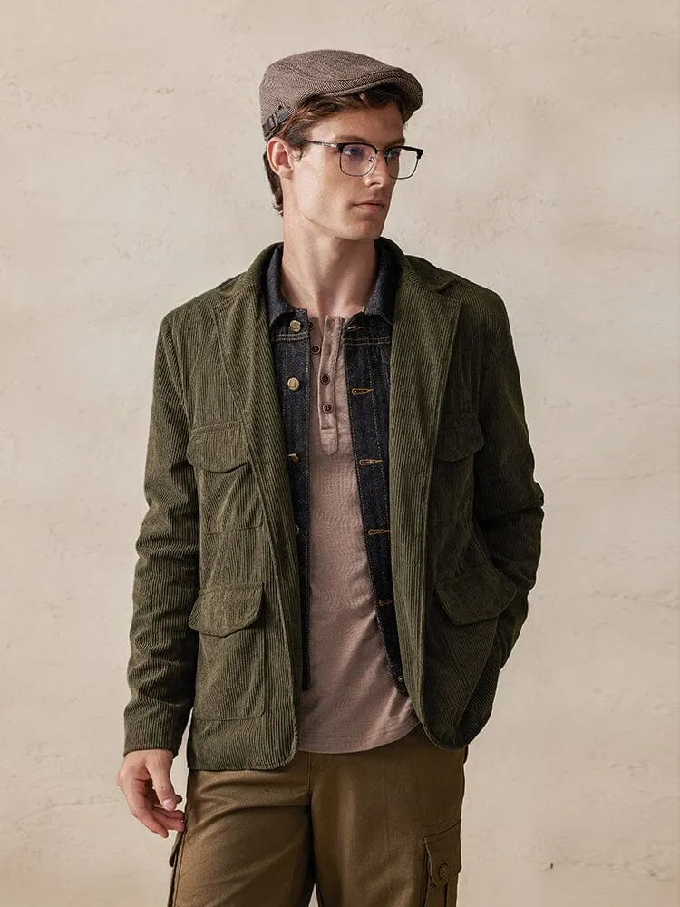 Casual Multi Pockets Corduroy Jacket