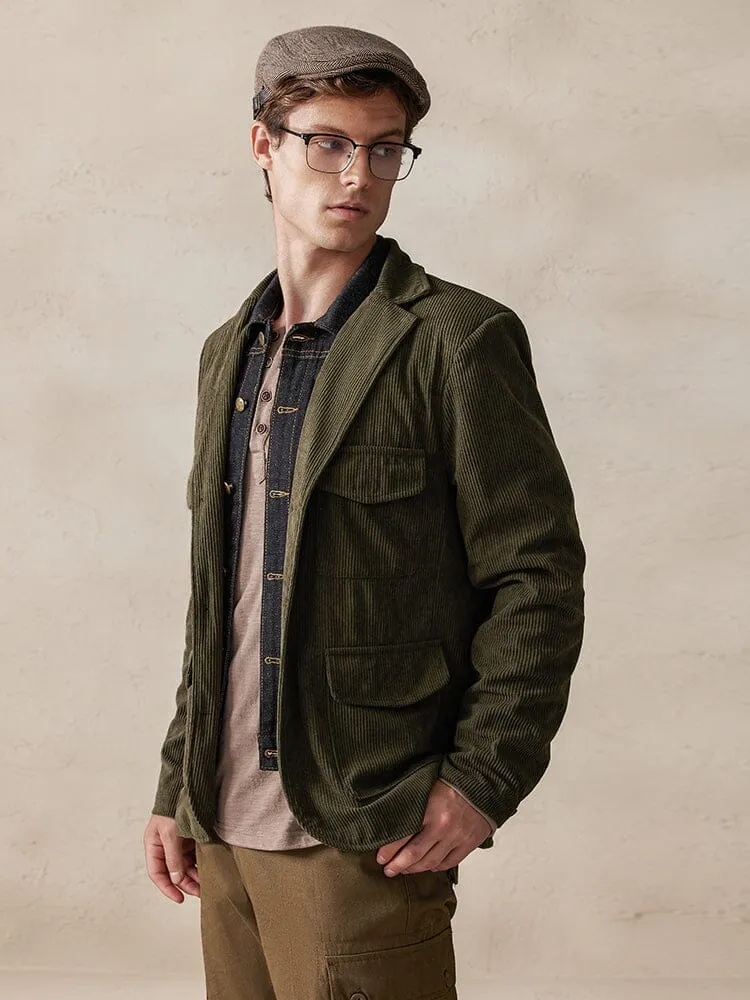 Casual Multi Pockets Corduroy Jacket