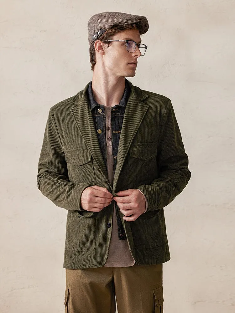 Casual Multi Pockets Corduroy Jacket