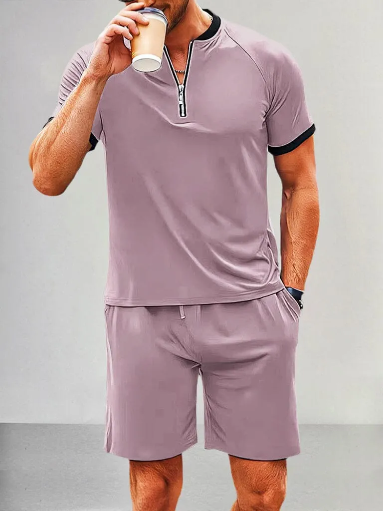 Casual Quarter Zip Summer Tracksuits Set