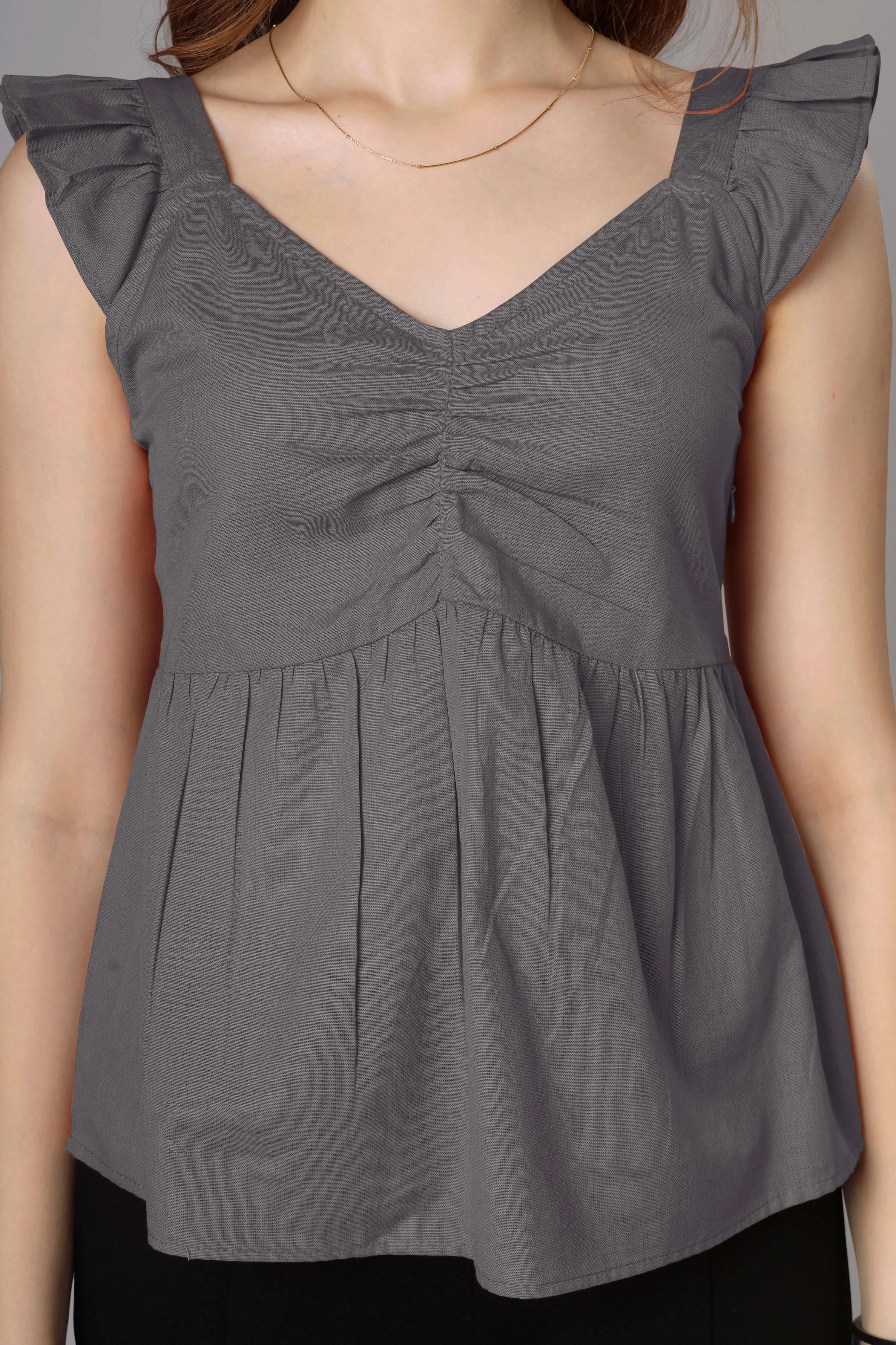 Classic Grey Cotton Top For Women