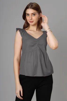 Classic Grey Cotton Top For Women