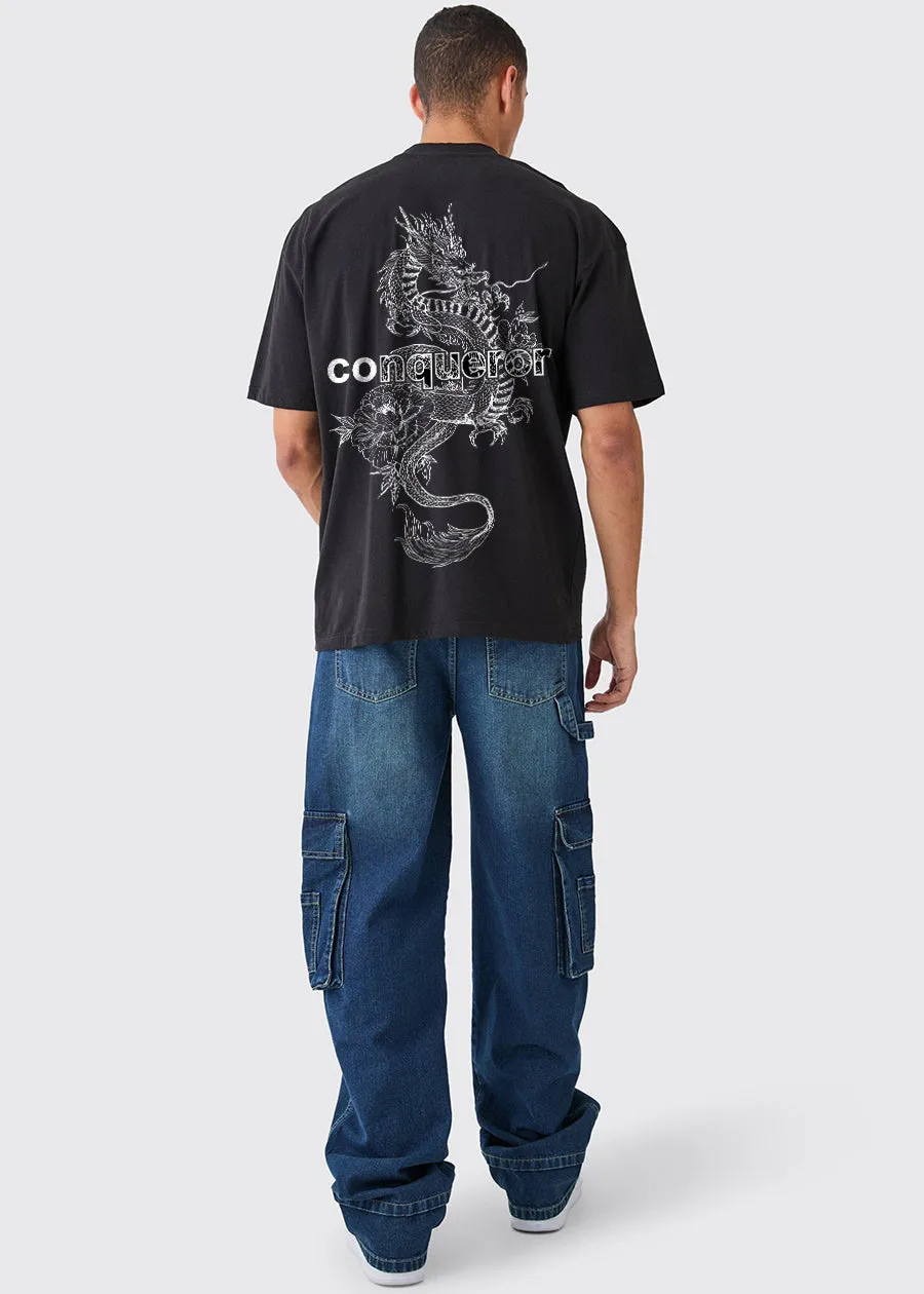 Conqueror Men Oversized Printed T-Shirt