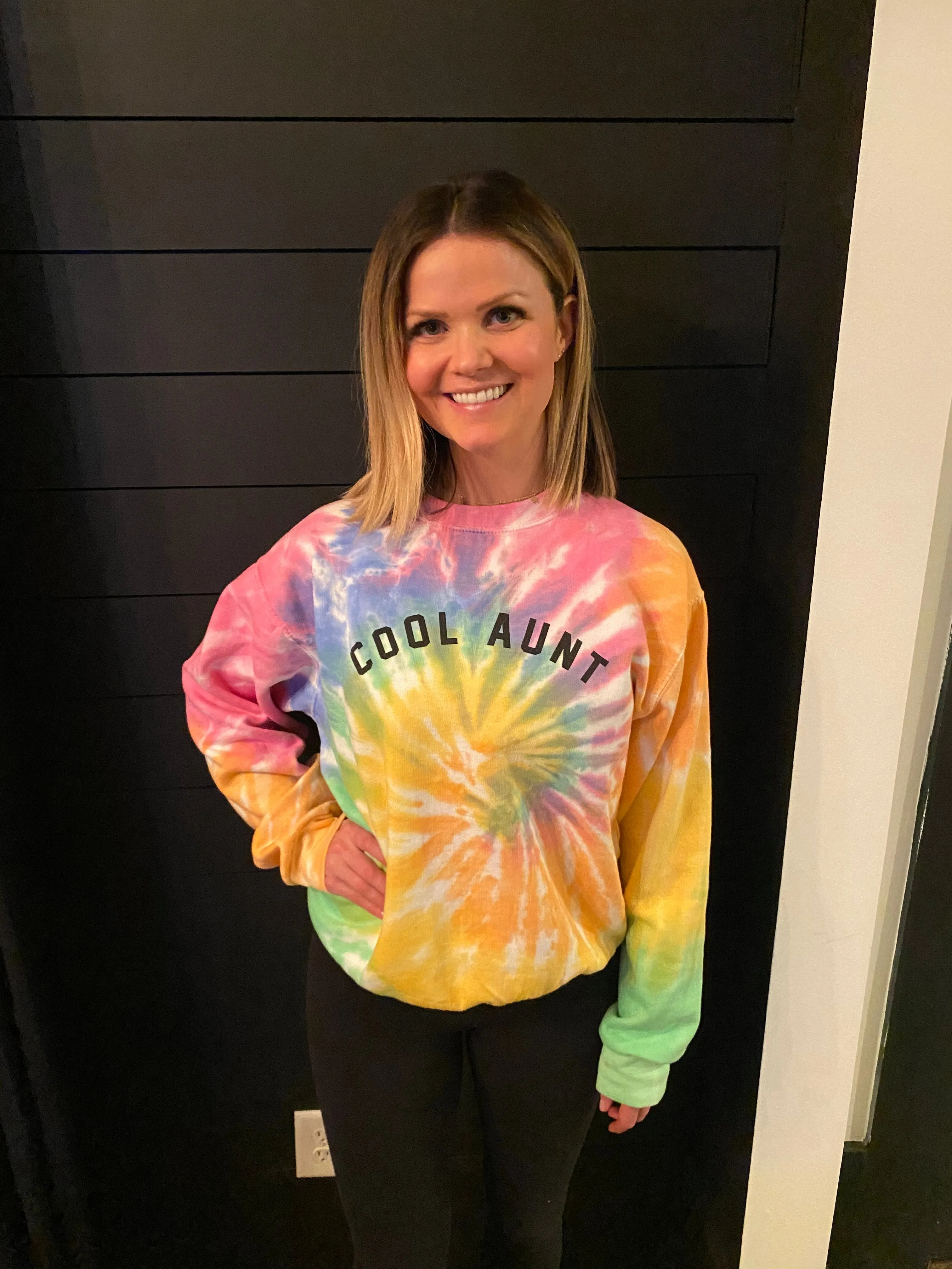 COOL AUNT Faded Neon Tie-Dye Sweatshirt