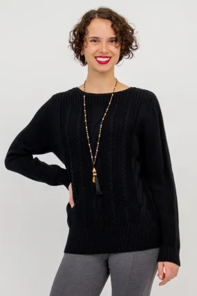 Cora Sweater, Black, Cotton