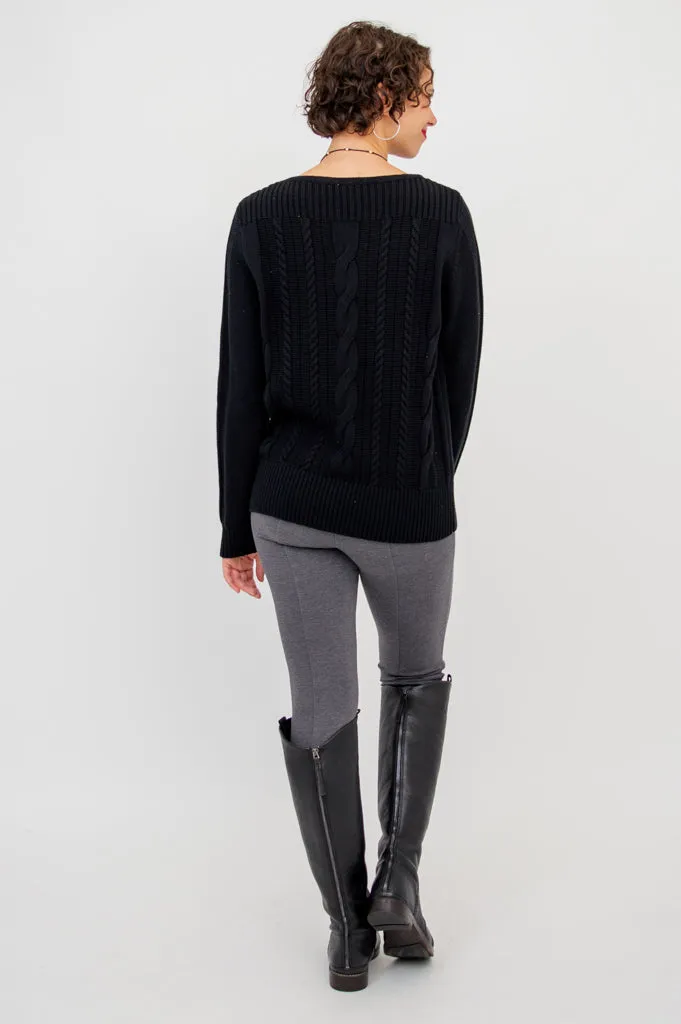 Cora Sweater, Black, Cotton