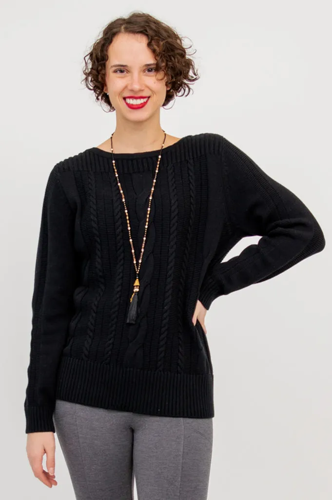 Cora Sweater, Black, Cotton