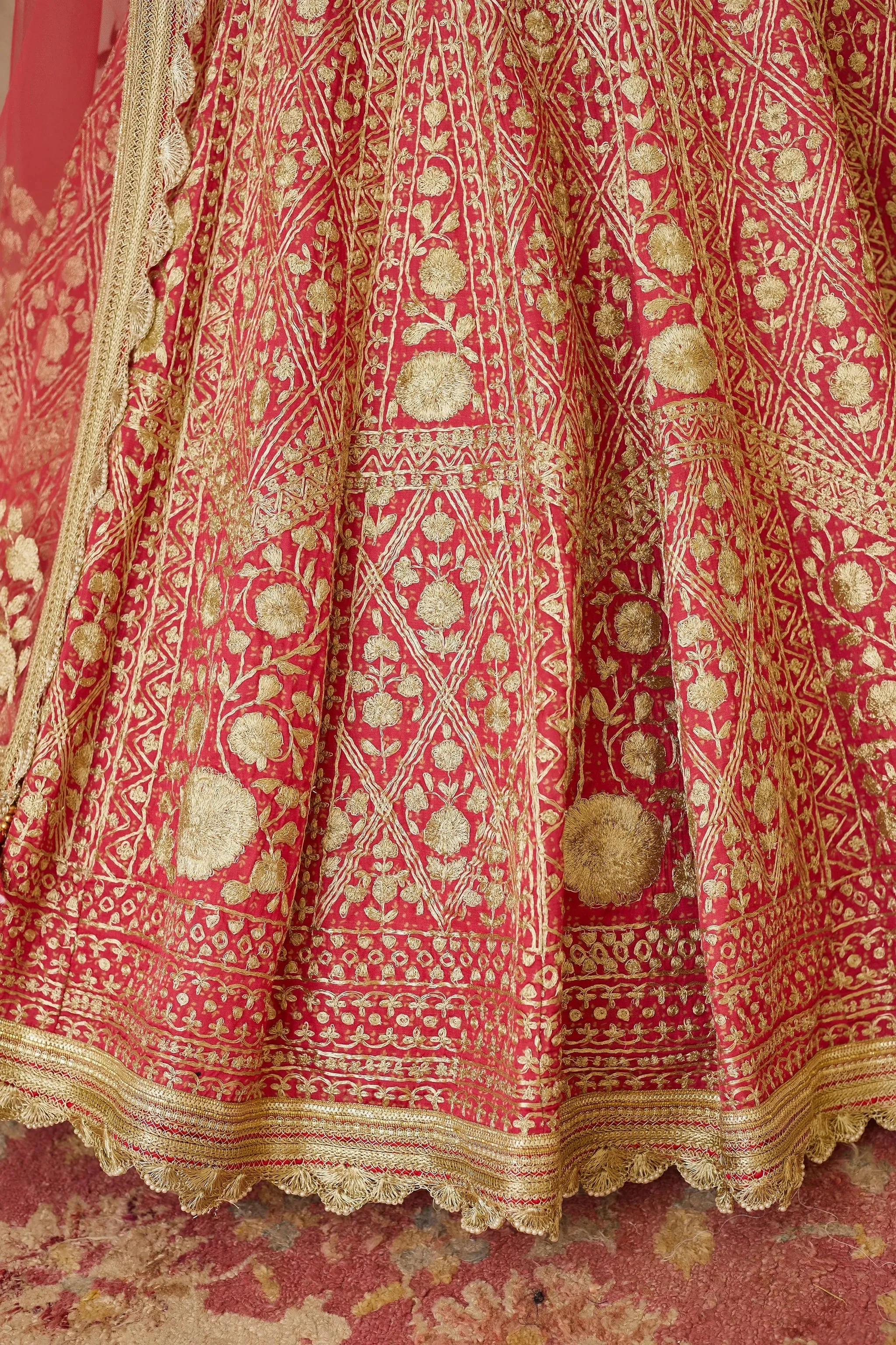 Coral Embroidered Lehenga