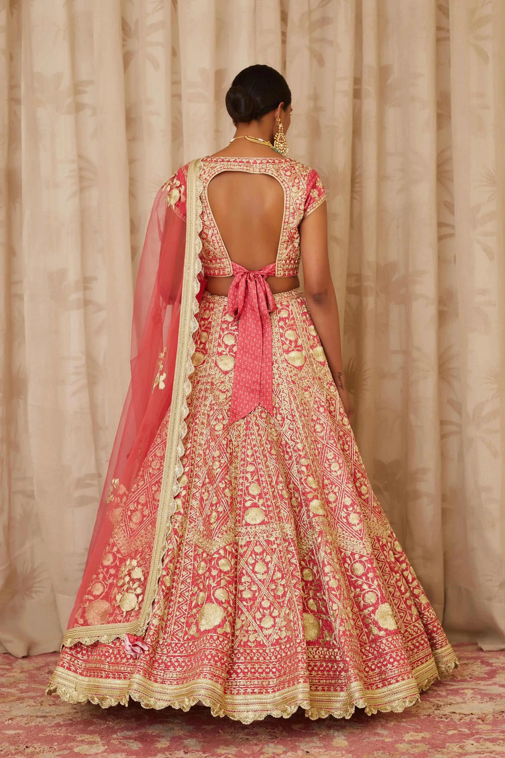 Coral Embroidered Lehenga