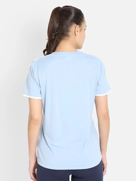 Core Ss Women Polyester Blue T-Shirt