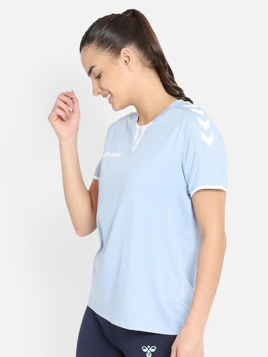 Core Ss Women Polyester Blue T-Shirt