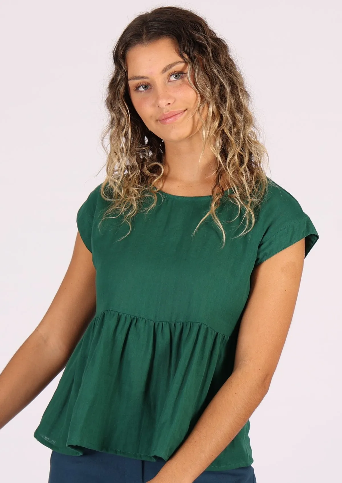 Cotton Thrills Top Evergreen