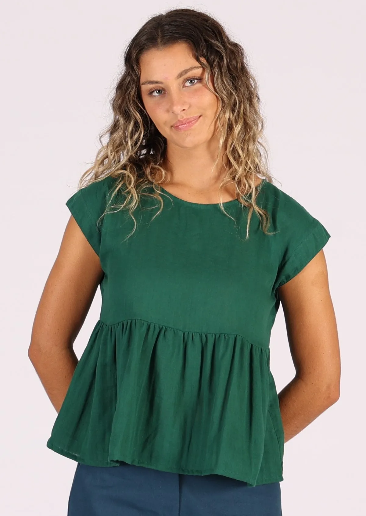 Cotton Thrills Top Evergreen