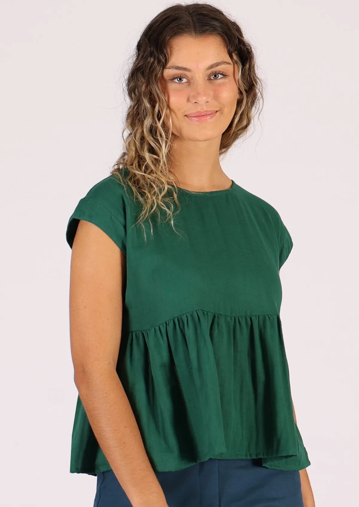 Cotton Thrills Top Evergreen