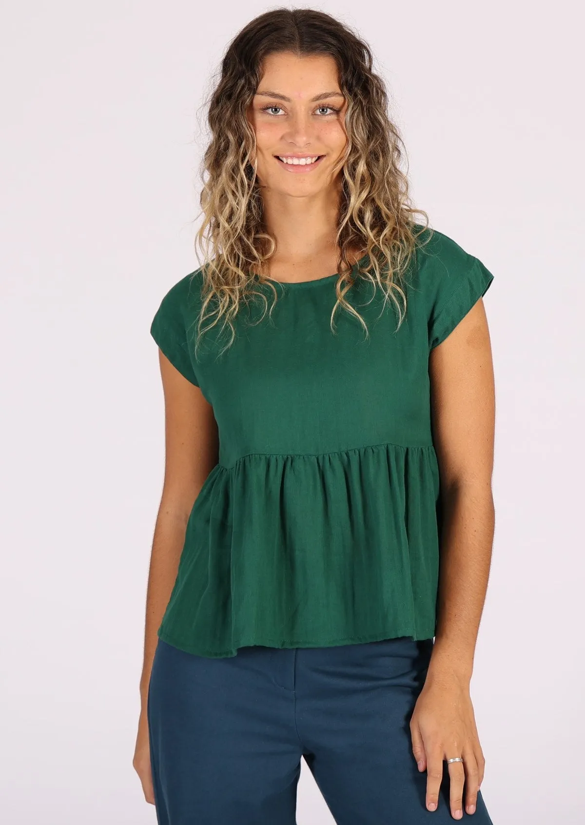 Cotton Thrills Top Evergreen