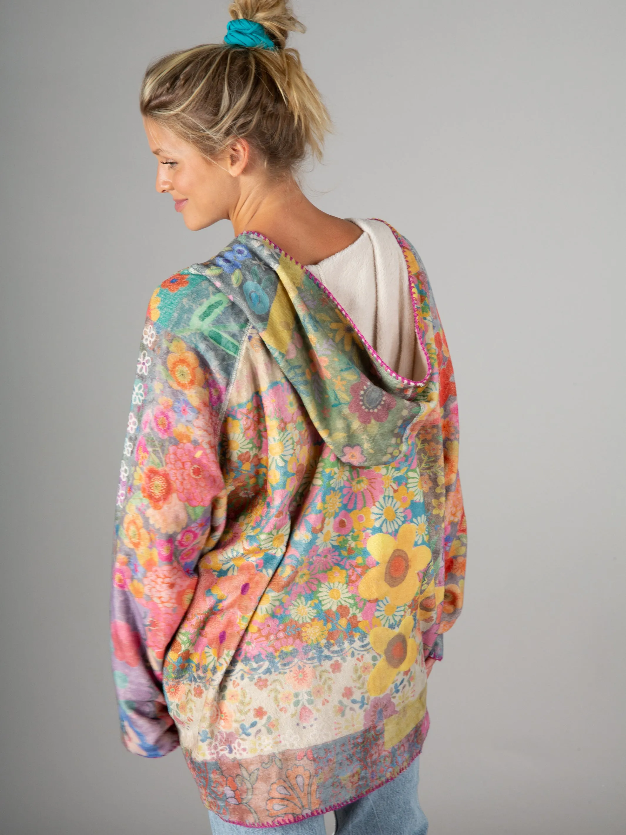 Cozy Blanket Hoodie - Floral Patchwork