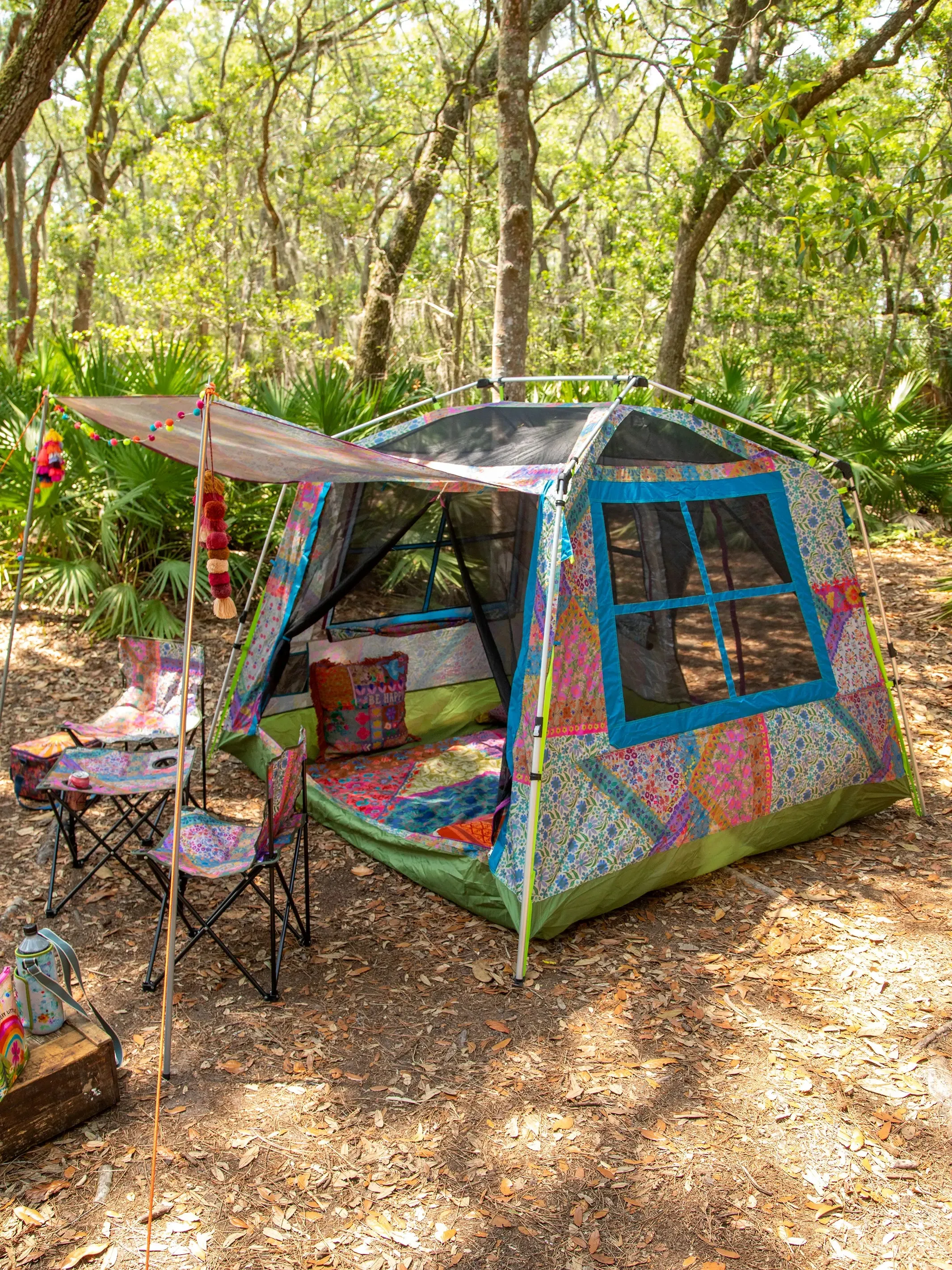 Cozy Cottage Camp Tent - Folk Flower Patchwork