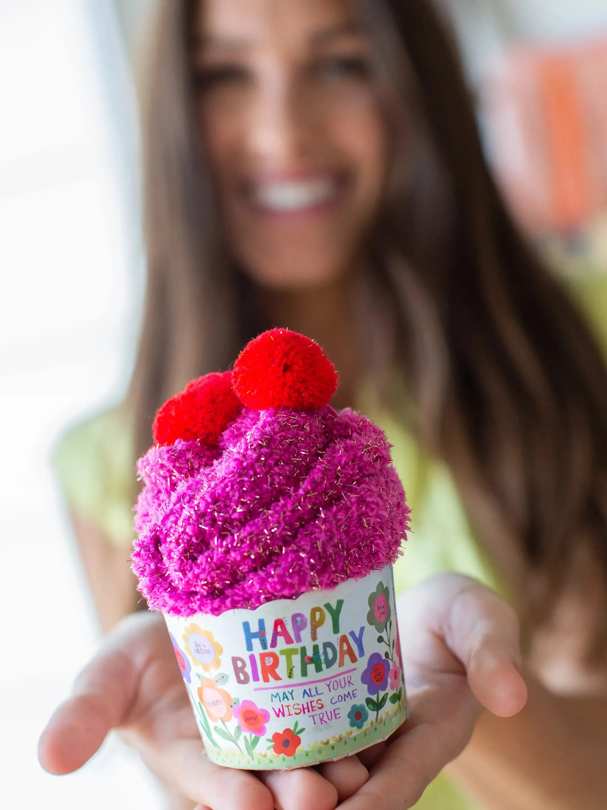 Cozy Cupcake Socks - Red Happy Birthday